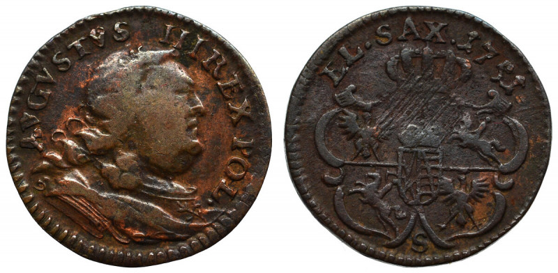August III, Solidus 1751 Obiegowy egzemplarz. Patyna, nalot. 
Grade: VF+ 

Au...