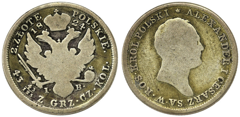 Poland under Russia, Alexander I, 2 zloty 1823 Ładny egzemplarz z czytelnie zach...