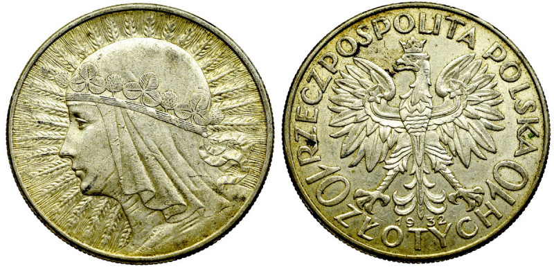 II Republic of Poland, 10 zloty 1932 Polonia Ładny egzemplarz z obustronnym poły...