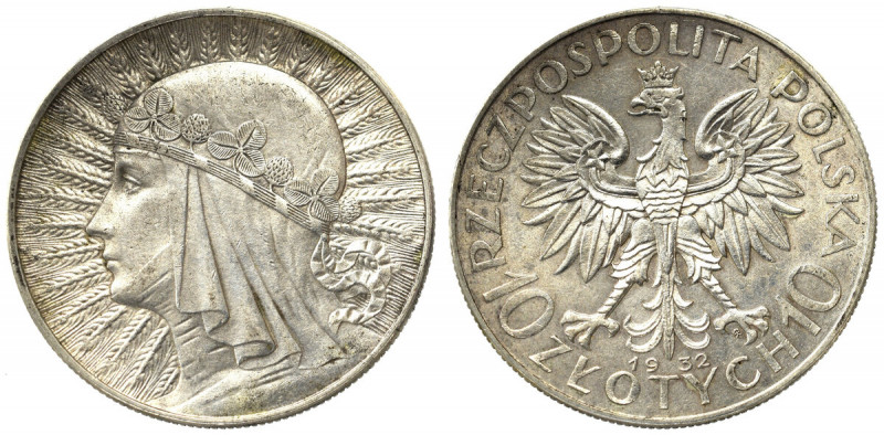 II Republic of Poland, 10 zloty 1932 Warsaw Polonia Ładny egzemplarz z zegarowym...