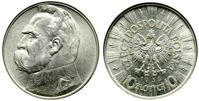 II Republic of Poland, 10 zloty 1936 Pilsudski - PCGS MS63 Przepiękny egzemplarz...