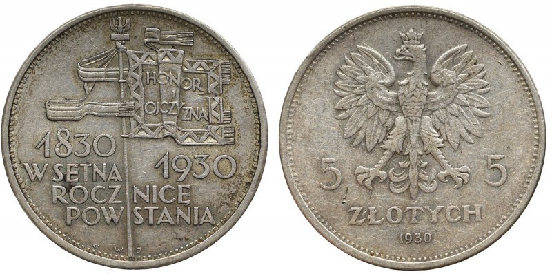 II Republic of Poland, 5 zloty 1930 November uprising Bardzo ładny egzemplarz z ...