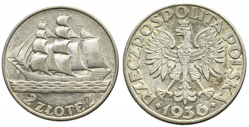 II Republic of Poland, 2 zloty 1936 Ship Ładny egzemplarz z połyskiem menniczym ...