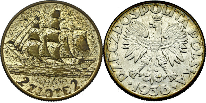 II Republic of Poland, 2 zloty 1936 Ship Ładny &nbsp;egzemplarz z połyskiem menn...