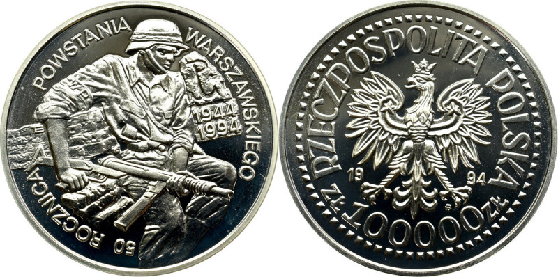 III RP, 100.000 złotych 1994 50. Rocznica Powstania Warszawskiego Znakomity, wys...