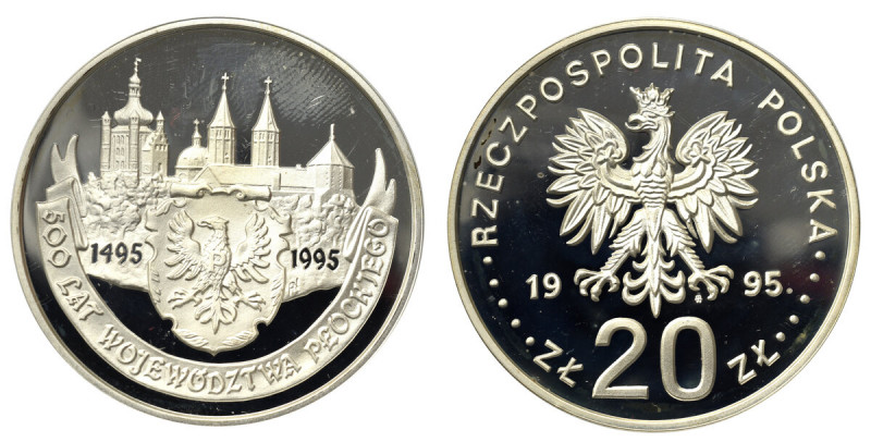 III RP, 20 złotych 1995 500 lat Województwa Płockiego Drobny nalot. 
Grade: Pro...