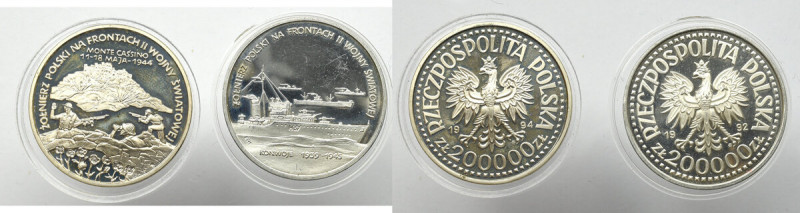 Zestaw 200 000 - 2 egzemplarze Zestaw dwóch kolekcjonerskich srebrnych lustrzane...