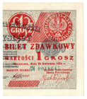II RP, bilet zdawkowy 1 grosz 1924