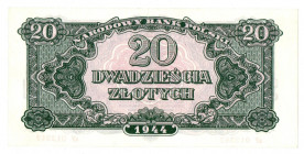 PRL, 20 złotych 1944 , seria aY - '...obowiązkowe...'