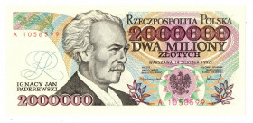 2 mln złotych 1992 z błędem ' Sejm Konstytucyjy 1919r.'