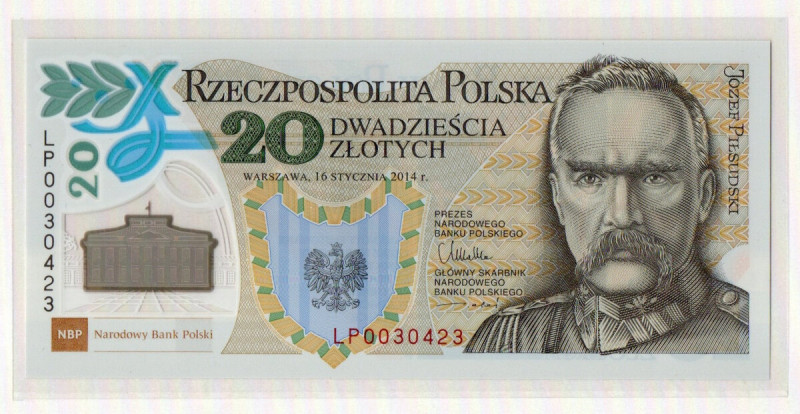 III RP, 20 złotych 2014 Piłsudski Banknot w emisyjnym stanie zachowania. 

Gra...