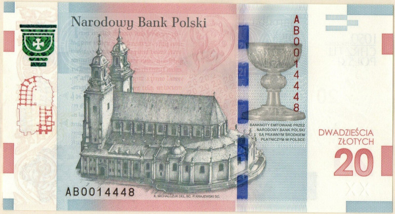 III RP, 20 złotych 2015 - 1050 rocznica chrztu Polski Banknot w emisyjnym stanie...