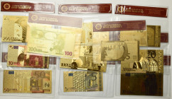 Zestaw pozłacanych banknotów euro (11 egz)