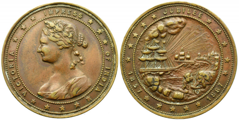 British India, Medal for the jubilee of 50 years of reign Queen Victoria Ładny, ...