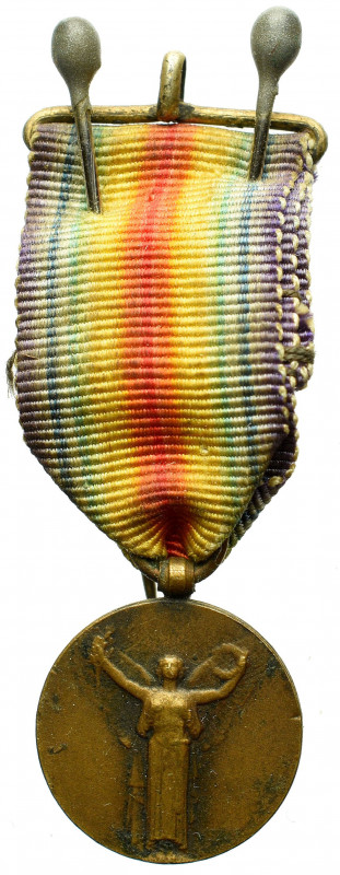 France, The WWI Victory Medal miniature Ładny egzemplarz. Oryginalna wstążka. St...