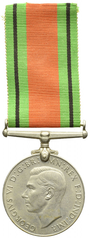 United Kingdom, The Defence Medal 1939-1945 Piękny egzemplarz z oryginalną wstąż...