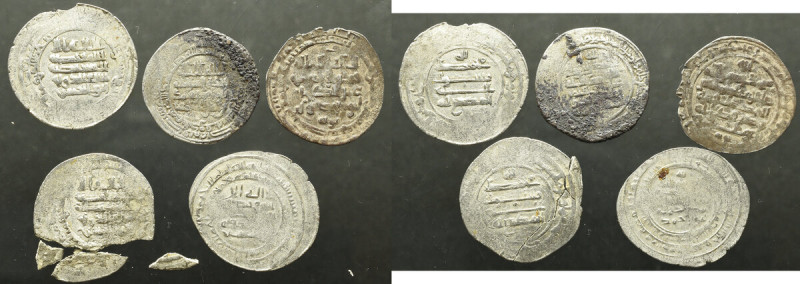 Islam, set dirham (5pcs) Ciekawy zestaw 5 dirhemów, egzemplarze obiegowe, czytel...