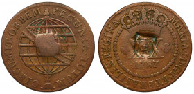 Angola, 40 reis countermared on 20 reis 1787