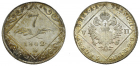 Austria, Franz II, 7 kreuzer 1802 - overstriked on 12 kreuzer