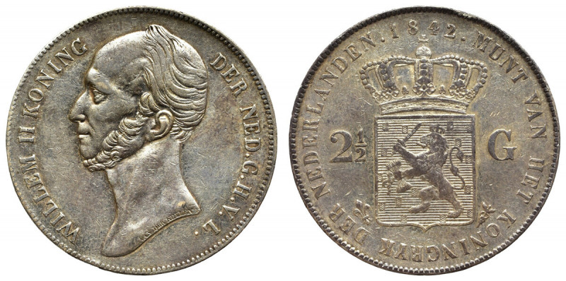 Nederland, 2 1/2 gulden 1842 Ładny egzemplarz. Patyna, nalot. 
Grade: VF+ 

M...