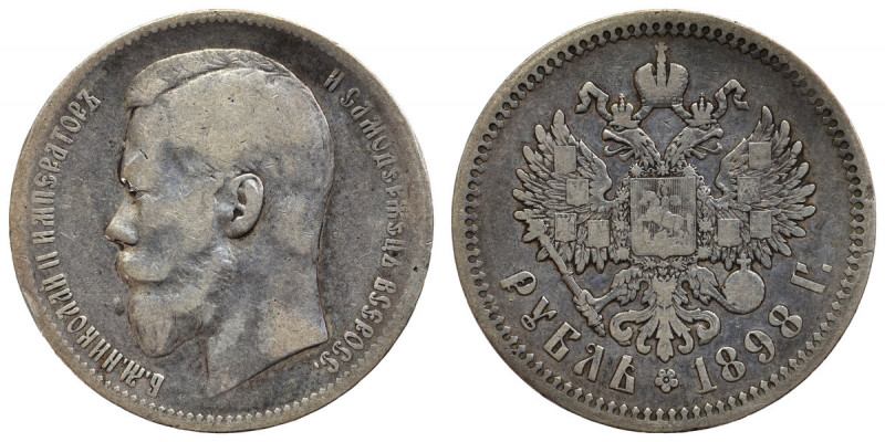 Russia, Nicholas II, Rouble 1898 Obiegowy egzemplarz, patyna. Uszkodzenia mechan...