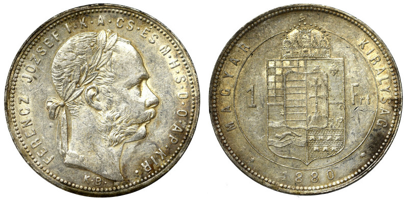 Hungary, Franz Joseph, 1 forint 1880, Kremnitz Bardzo atrakcyjny egzemplarz równ...