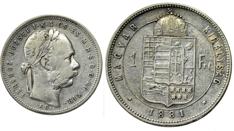 Hungary, Franz Joseph, 1 forint 1881, Kremnitz Atrakcyjny egzemplarz z dobrym de...