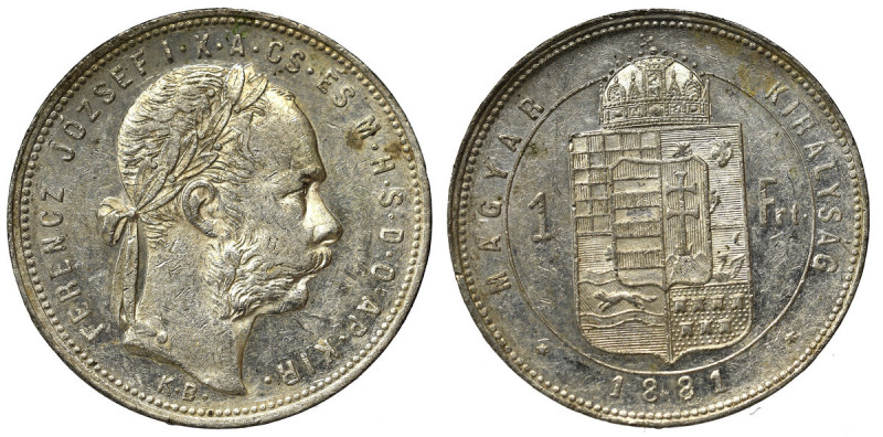 Hungary, Franz Joseph, 1 forint 1881, Kremnitz Bardzo atrakcyjny egzemplarz równ...