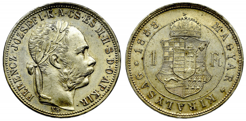 Hungary, Franz Joseph, 1 forint 1888, Kremnitz Bardzo atrakcyjny egzemplarz równ...