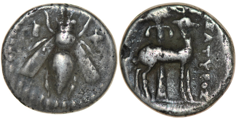 Ionia. Ephesos. Circa 190-170 BC. AR Drachm (17mm, 3.72g). E – Φ, bee with strai...