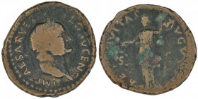 Roman Imperial. Vespasian AD 69-79. AE (27mm, 10.10g). Rome mint. Struck 74. IMP CAESAR VESP AVG COS V CENS, laureate head of Vespasian right / AEQVIT...