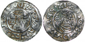 Czech Republic. Bohemia. Boleslav II. 967 - 999. AR Denar (21mm, 1.48 g). Prague mint. +BOLEZLAVS•ХDV, hand of providence descending from clouds curve...