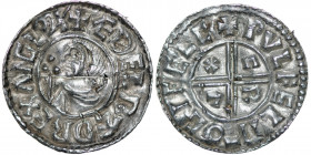 England. Aethelred II. 978-1016. AR Penny (20.5mm, 1.51g, 9h). Crux type (BMC iiia, Hild. C). Ilchester mint; moneyer Wulfhelm. Struck circa 991-997. ...