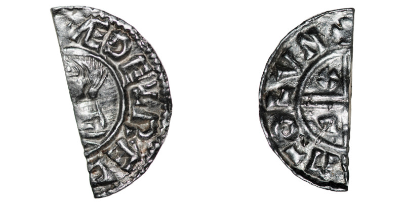 England. Aethelred II. 978-1016. AR Half Penny (10mm, 0.64g, 12h). Crux type (BM...