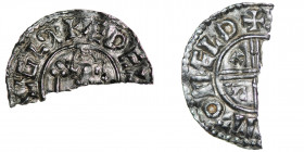 Еngland. Aethelred II. 978-1016. AR Cut Penny (10.5mm, 0.83g, 3h). Crux type (BMC iiia, Hild. C). Maldon mint; uncertain moneyer. Struck circa 991-997...