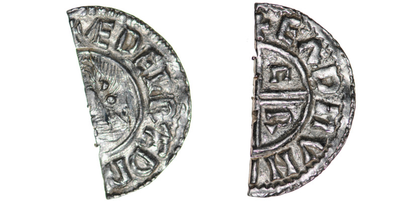 England. Aethelred II. 978-1016. AR Half Penny (10.5mm, 0.79g, 6h). Crux type (B...