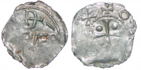 Germany. Archdiocese of Trier. Otto III 983-1002. AR Denar (18mm, 0.75g). Trier mint. +O[TTO RE]X, cross pellets in each angle / [B] / [T]REVE[R] / A,...