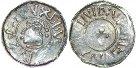 Germany. Duchy of Saxony. Bernhard I 973-1011. AR Denar (19mm, 1.58g). Bardowick (or Lüneburg or Jever?) mint. Diademed and draped bust left / Small c...