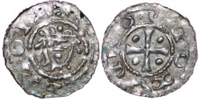 Germany. Duchy of Saxony. Hermann 1059-1086. AR Denar (18mm, 0.81g). Jever mint. Crowned head facing / Cross with pellets in each angle. Dbg. 597; Klu...