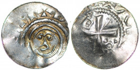 Germany. Archdiocese of Magdeburg. Anonymous c. 1040. AR Denar (17.5mm, 1.10g). Gittelde mint. Head of saint / Cross, in angles possible alpha and ome...