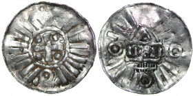 Germany. Archdiocese of Magdeburg. Anonymous. AR Denar (Sachsenpfennig) (21mm, 1.50g). Uncertain mint. Pseudo legends, temple, across II+II, on opposi...