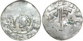 Germany. Diocese Bremen. Adalbert 1043-1066. AR Denar (19mm, 0.92g). Head right with crosier in front / Two keys, six pellets in triangle. Dbg. 1777; ...