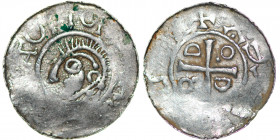 Germany. Duchy of Saxony. Goslar. Otto III 983-1002. AR Denar (19mm, 1.49g). OTTO [ADELDEID]A, head left / +[D-I GRA + ]REX (retrograde), cross, in an...