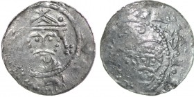 Germany. Duchy Saxony. Goslar. Heinrich III 1046-1056. AR Denar (17mm, 0.81g) [HENRICVS IMPR], crowned bust facing / [S - SIMON ]S - S I[VDAS], adjace...