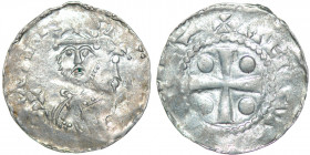 Germany. Speyer. Heinrich III 1039-1056. AR Denar (19mm, 0.88g). Speyer mint. [HEINRICVS REX], crowned bust facing, holding crosier left, right scepte...