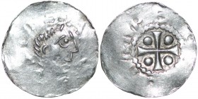 Germany. Duchy of Franconia. Otto III 983-1002. AR Denar (18mm, 1.05g). Würzburg mint. [S • KILIANV], bust of St. Kilian right / [+ OTTO] IMP[E], cros...