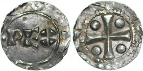 The Netherlands. Deventer. Heinrich II 1002-1014. AR Denar (15.5mm, 1.04g). Deventer mint. REX / Cross with pellets in each angle. Ilisch 1.5. Very Fi...