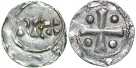 The Netherlands. Deventer. Heinrich II 1002-1014. AR Denar (15mm, 1.03g). Deventer mint. REX / Cross with pellets in each angle. Ilisch 1.5. Near Very...