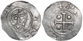 The Netherlands. Deventer. Bishop Bernold 1046-1054. AR Denar (18.5mm, 1.10g). Deventer mint. Bareheaded bust facing / Cross with pellets in each angl...