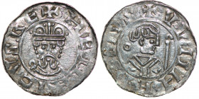 The Netherlands. Groningen. Wilhelm and Heinrich III/IV, 1054-1076. AR Denar (18mm, 0.73g). HENRICVSRE+, crowned bust facing / +VVIIHEINIVS, head righ...